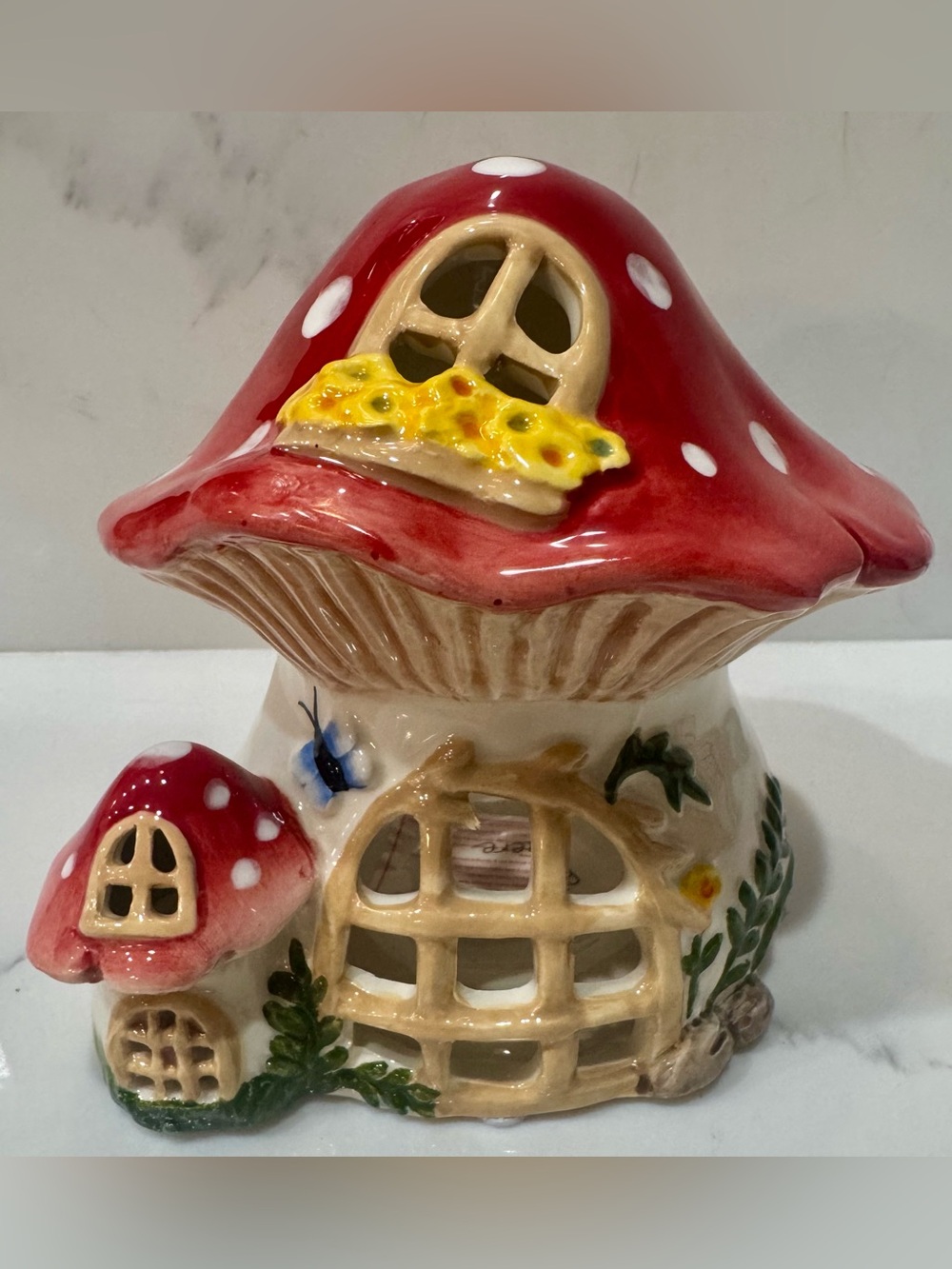 Blue Sky Clayworks Nesting  Mushroom House Tealight Holder  New